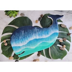 Epoxy Resin Ocean Whale Wall Art Home Decor Beach Vibes Wooden Whale